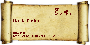 Balt Andor névjegykártya